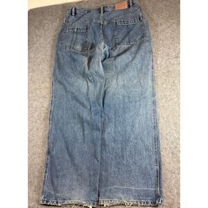 Vintage Ecko Unltd Straight Jeans Mens 34 Blue Denim Ramie Blend Raw Hem Y2K